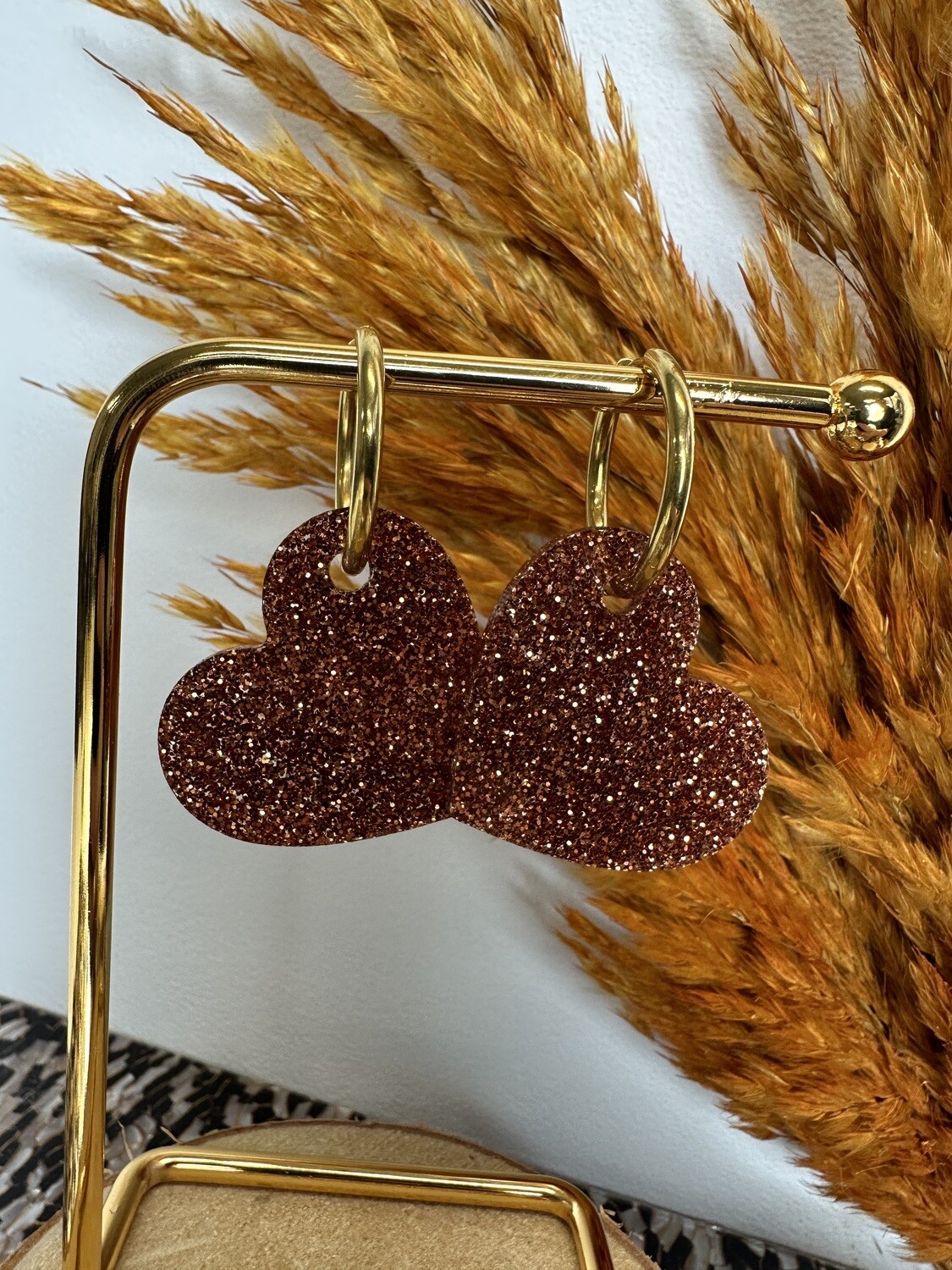 Big heart &amp; ring - copper glitter