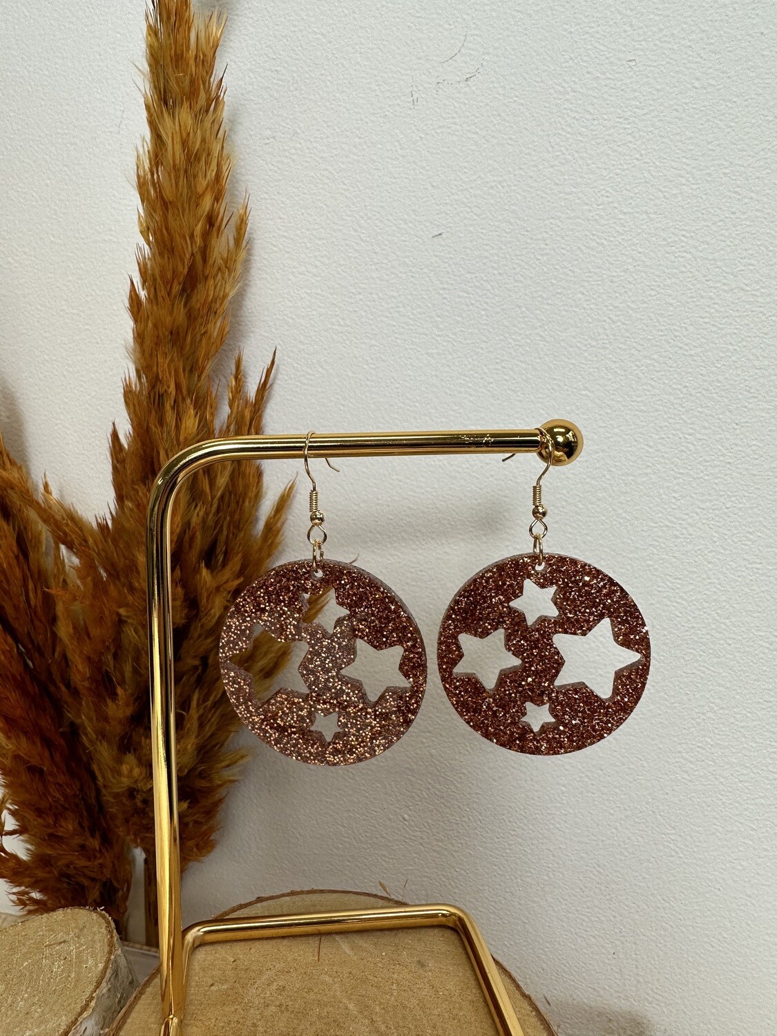 Round stars - copper glitter