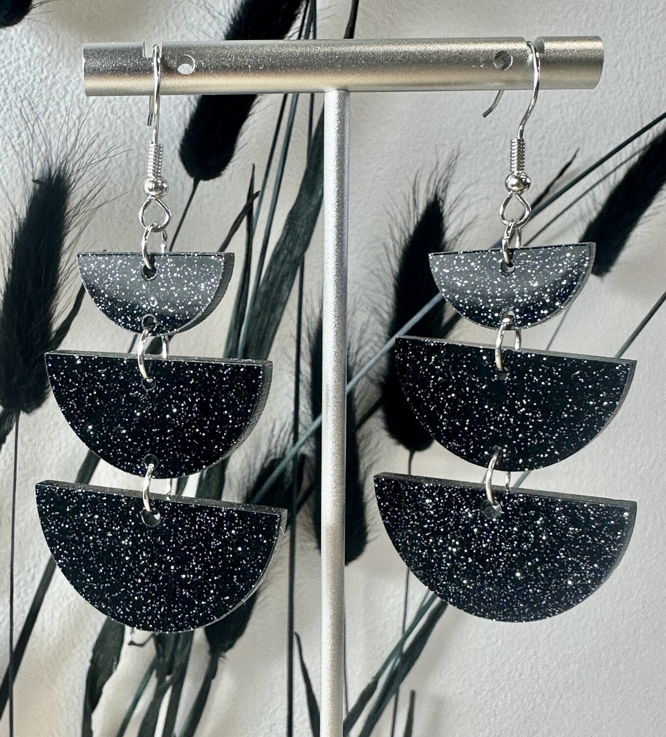 Half rounds - Black-silver glitter
