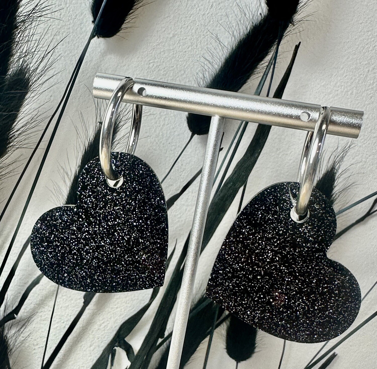 Big heart - Black-silver glitter