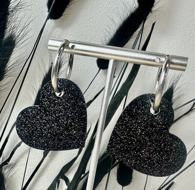Big heart - Black-silver glitter
