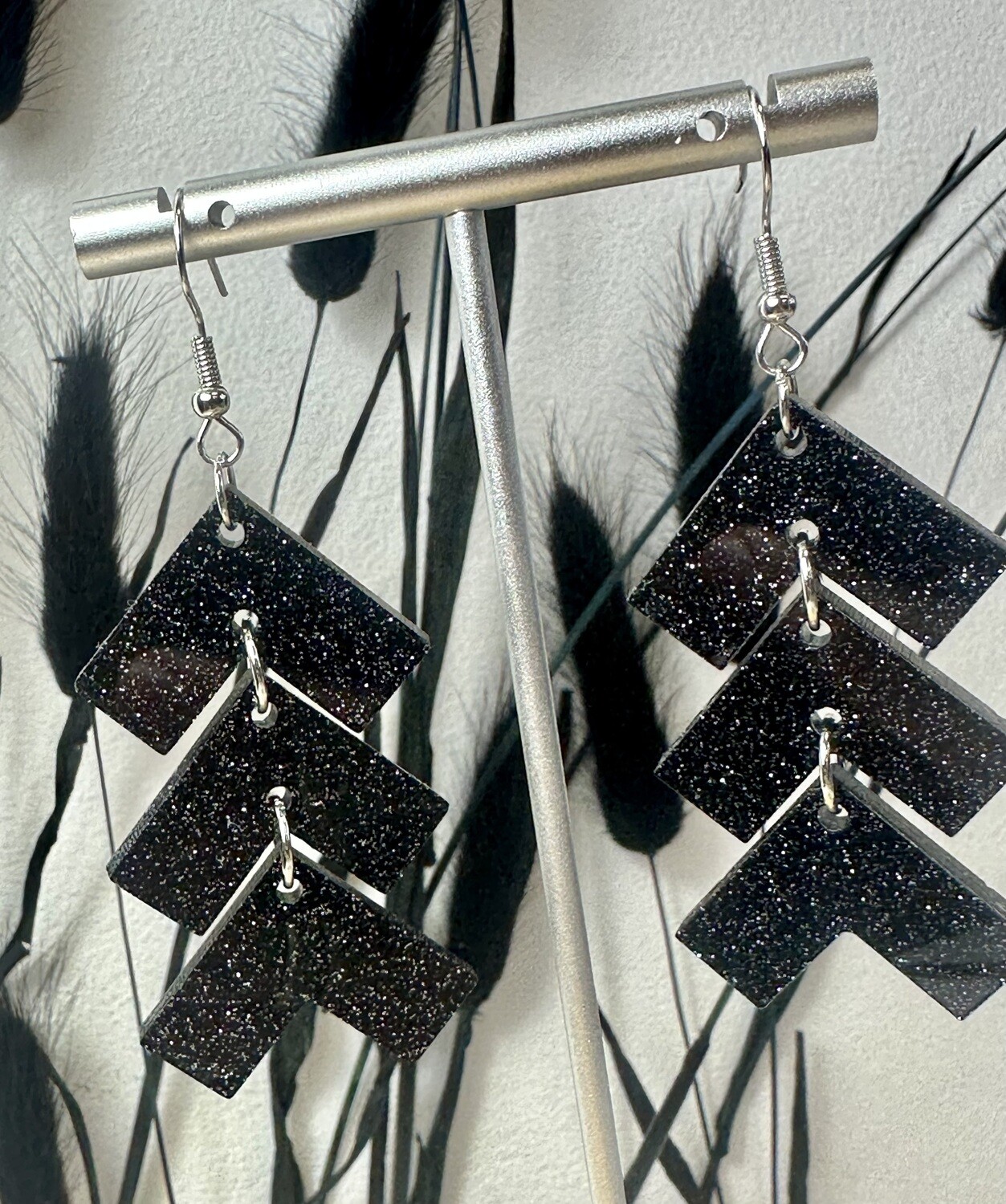 Zig zag - Black-silver glitter