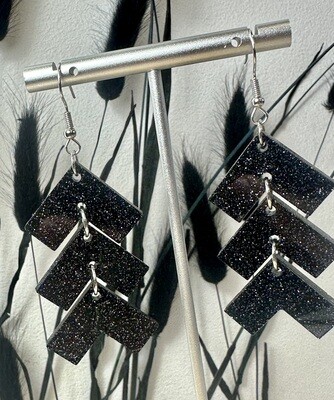 Zig zag - Black-silver glitter