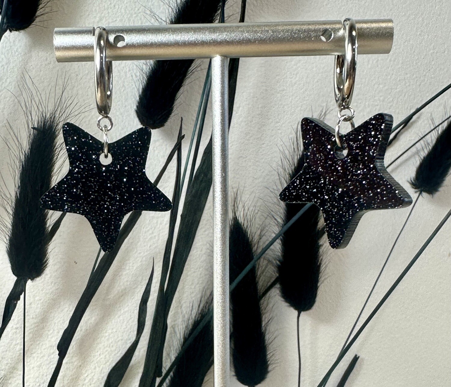 Little star &amp; ring - Black-silver glitter