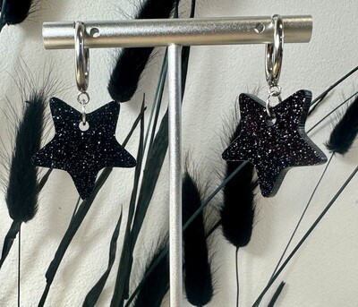 Little star &amp; ring - Black-silver glitter