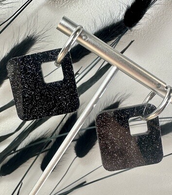 Square &amp; ring - Black-silver glitter