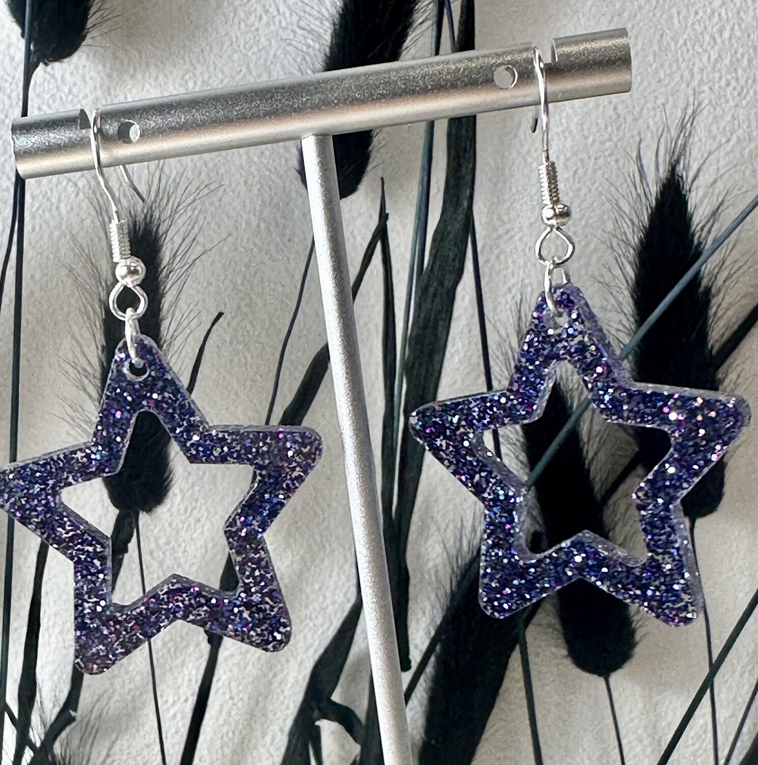 Open star - Dark blue multicolor glitter