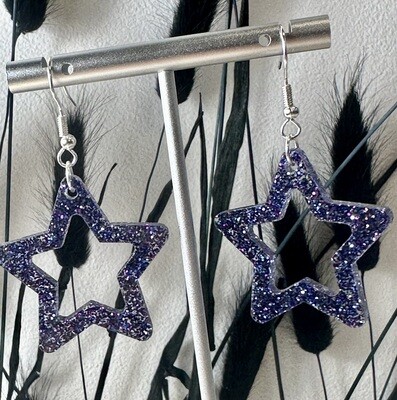Open star - Dark blue multicolor glitter