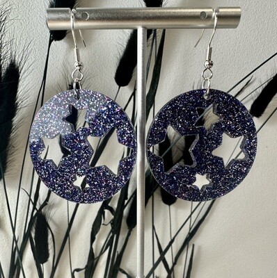 Round stars - Dark blue multicolor glitter