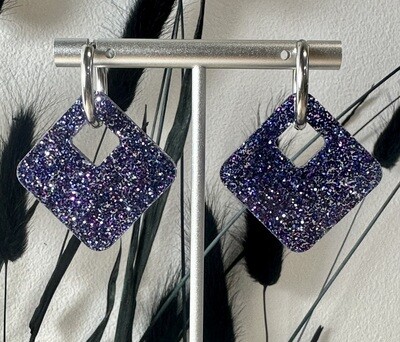 Square &amp; ring - Dark blue multicolor glitter