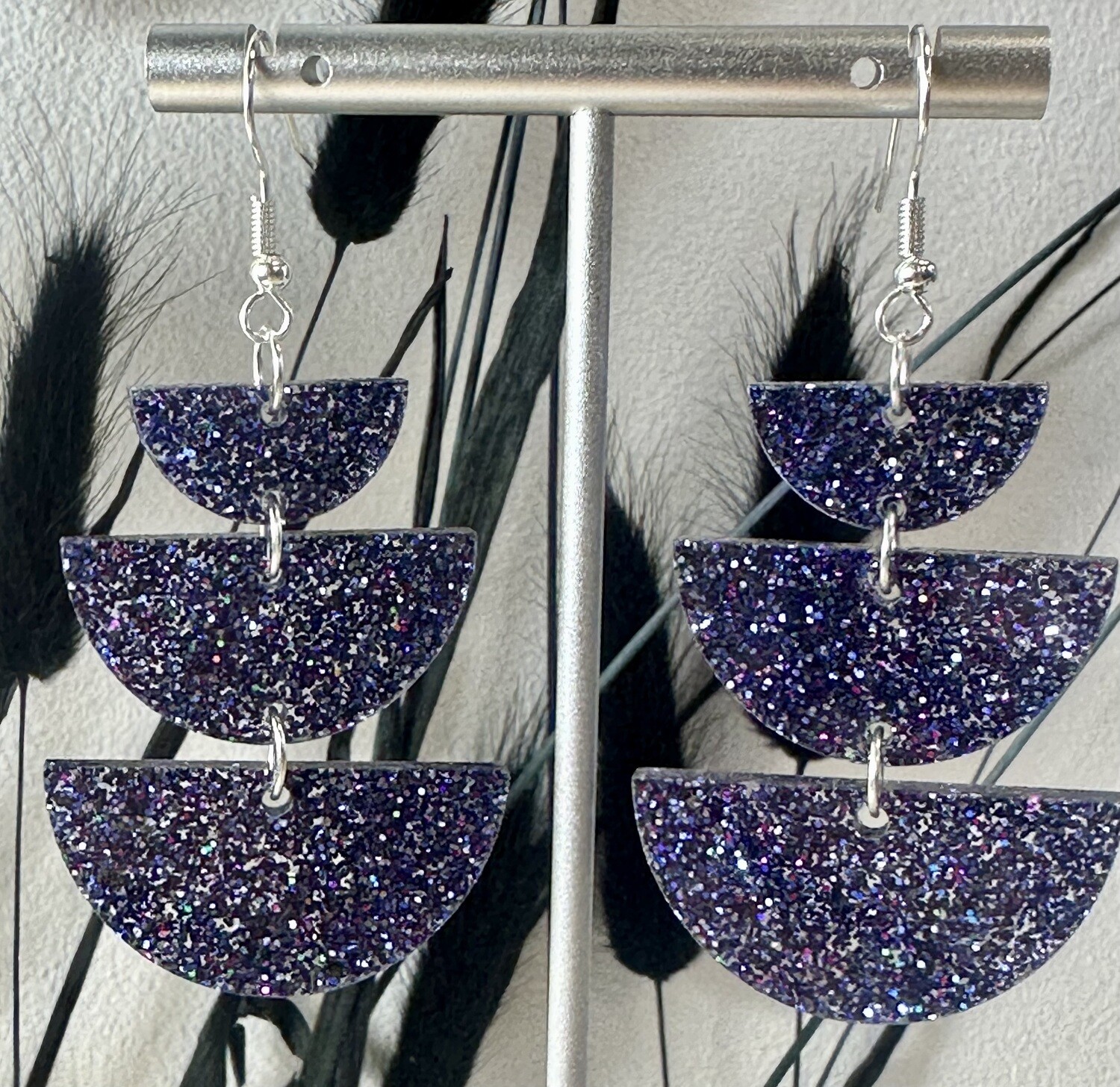 Half rounds - Dark blue multicolor glitter