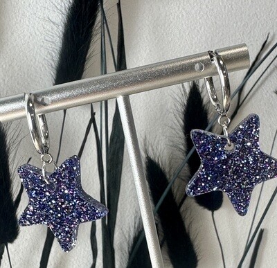 Little star &amp; ring - Dark blue multicolor glitter