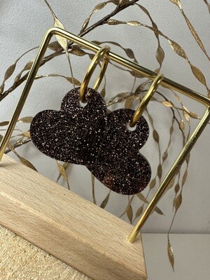 Big heart &amp; ring - Dark brown-black glitter