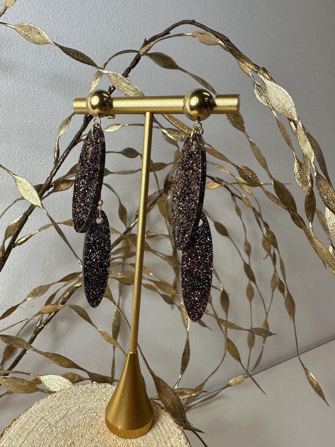 Big drop - Dark brown-black glitter