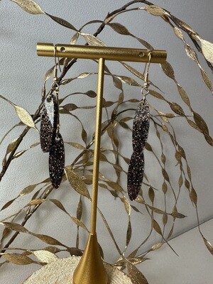 Small drop - Dark brown-black glitter