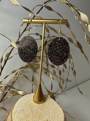 Oval - Dark brown-black glitter