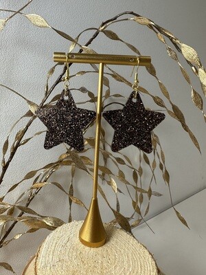 Big star - Dark brown-black glitter