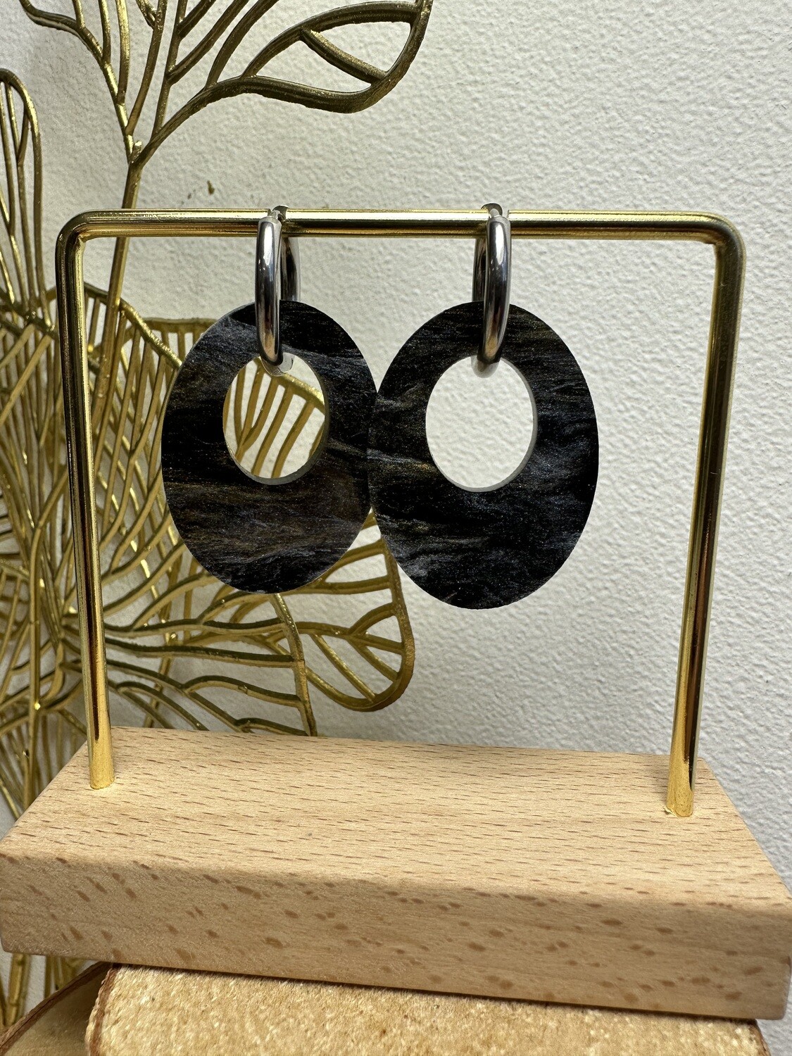 Oval &amp; ring - Silver-gold galaxy