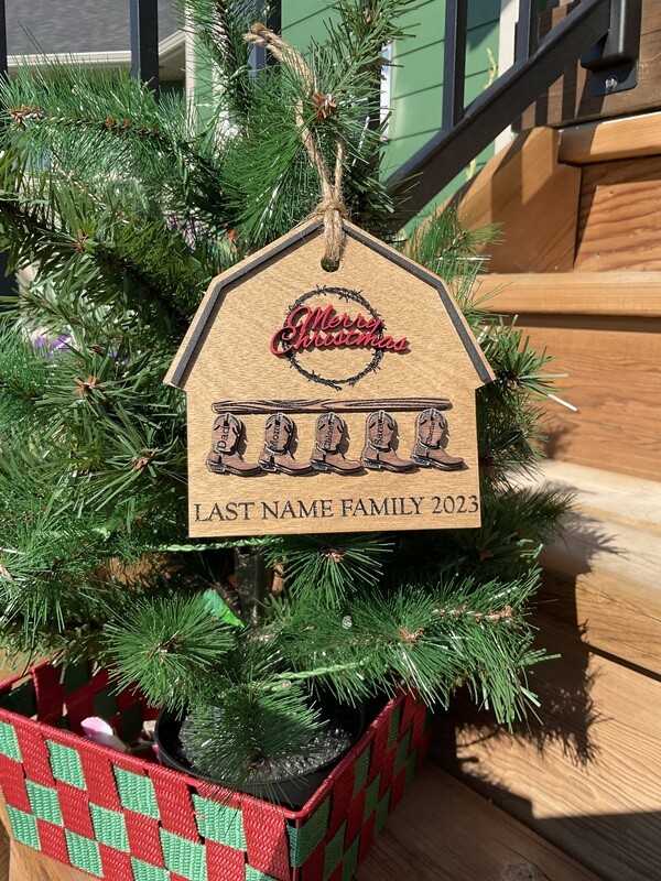 Hanging cowboy boots ornament