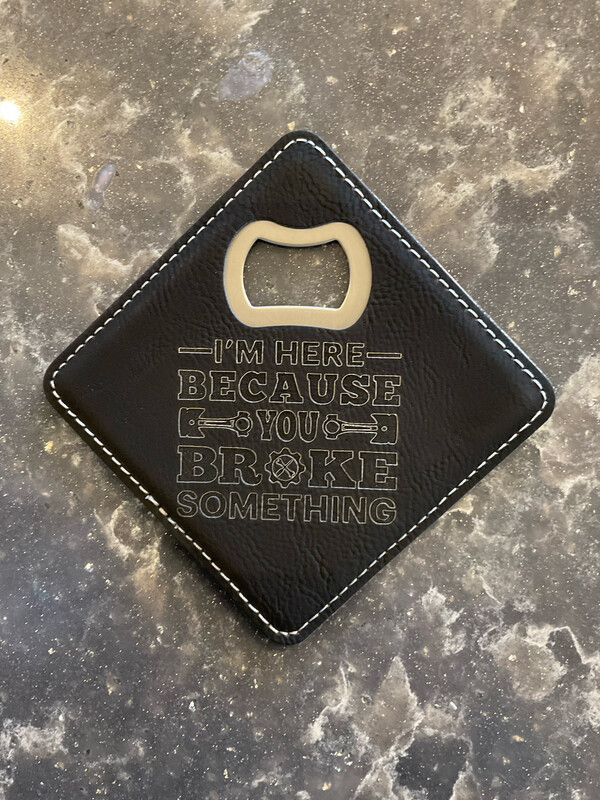 Leatherette bottle opener coaster