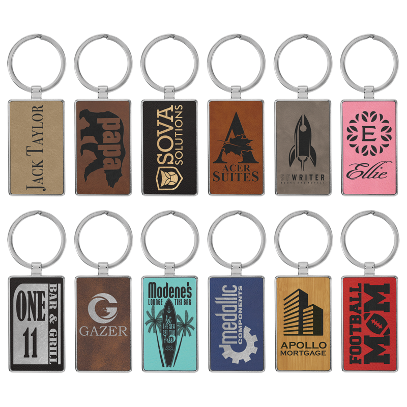 Leatherette Keychains with metal backer