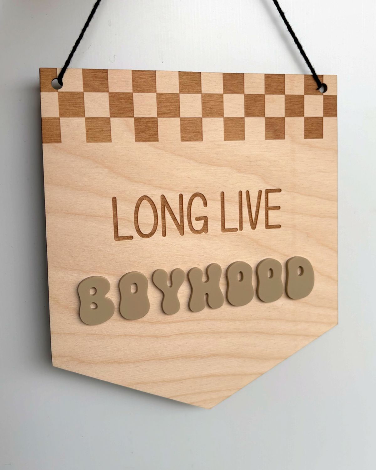 Long Live Boyhood” Wooden Wall Banner – 3D Kids Room Sign