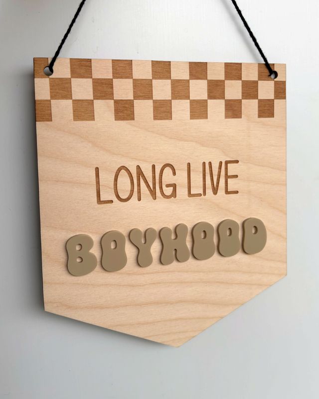 Long Live Boyhood” Wooden Wall Banner – 3D Kids Room Sign