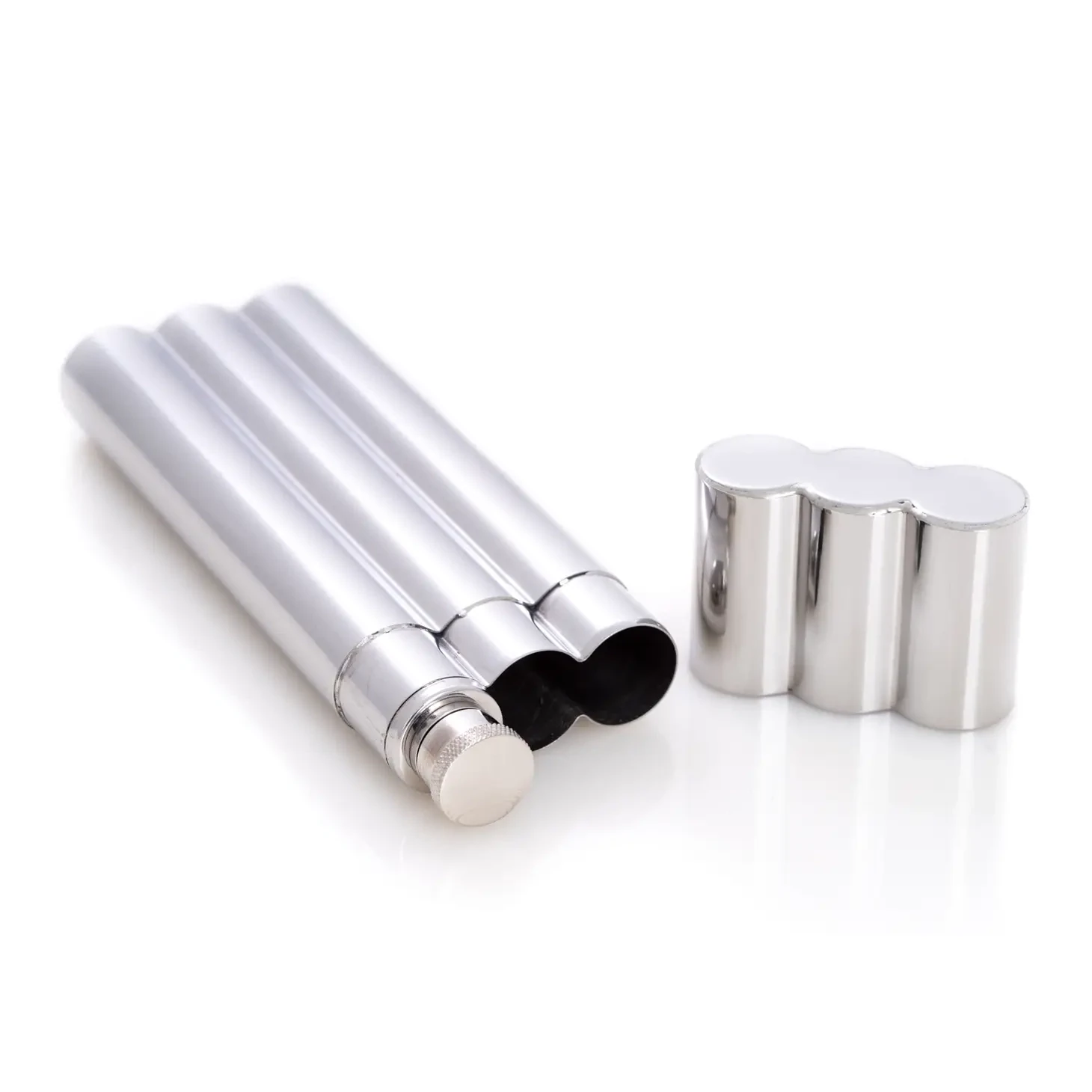 2oz Flask With Stainless Steel Double Cigar Tube