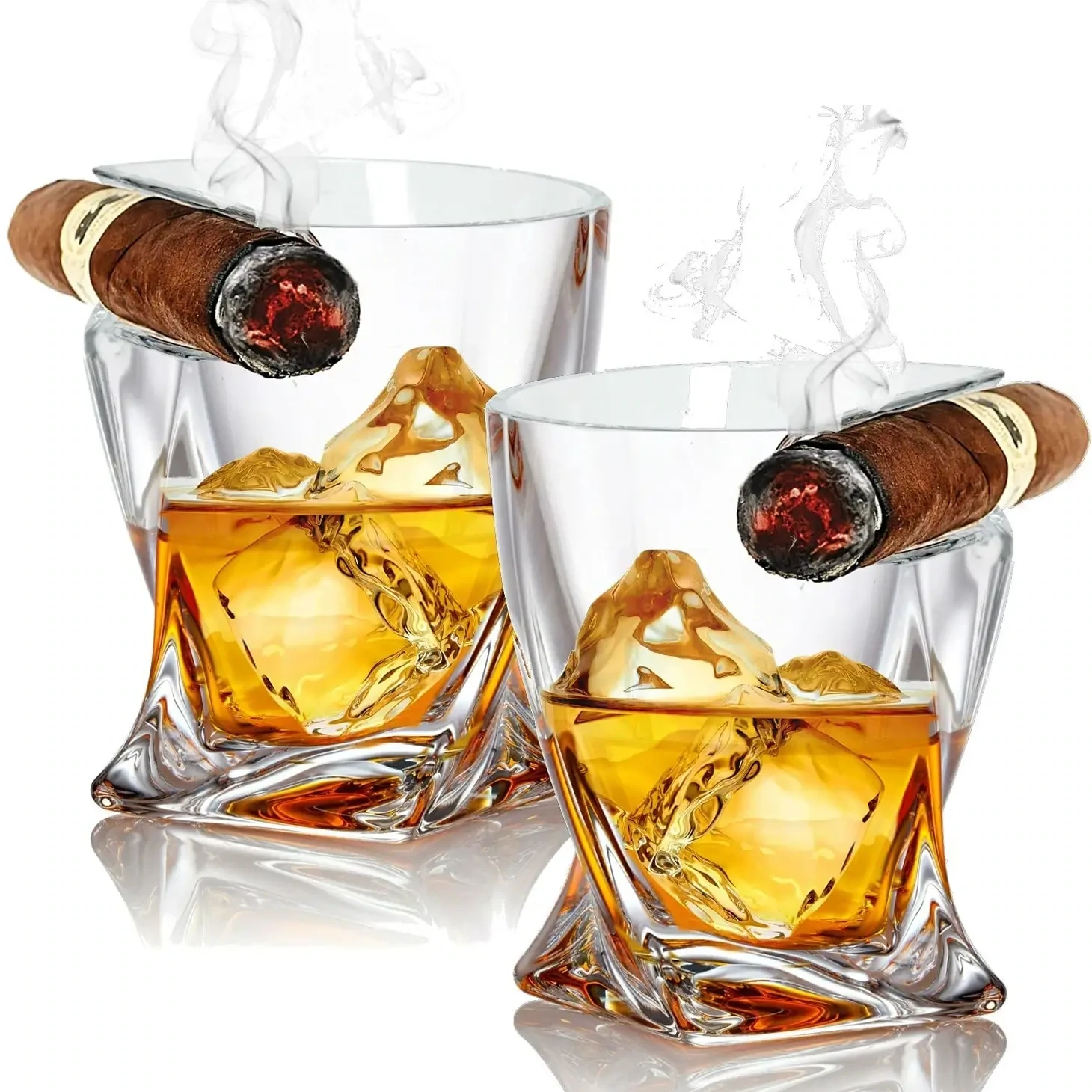 Cigar Whiskey Glasses Set Of 2