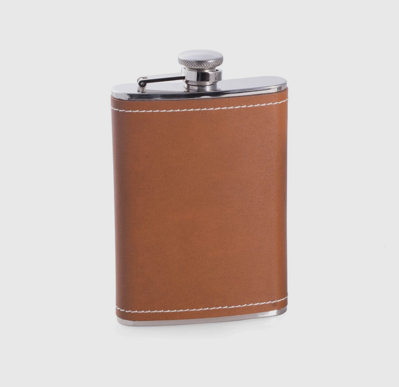 8oz Stainless Steel Brown Leather Flask
