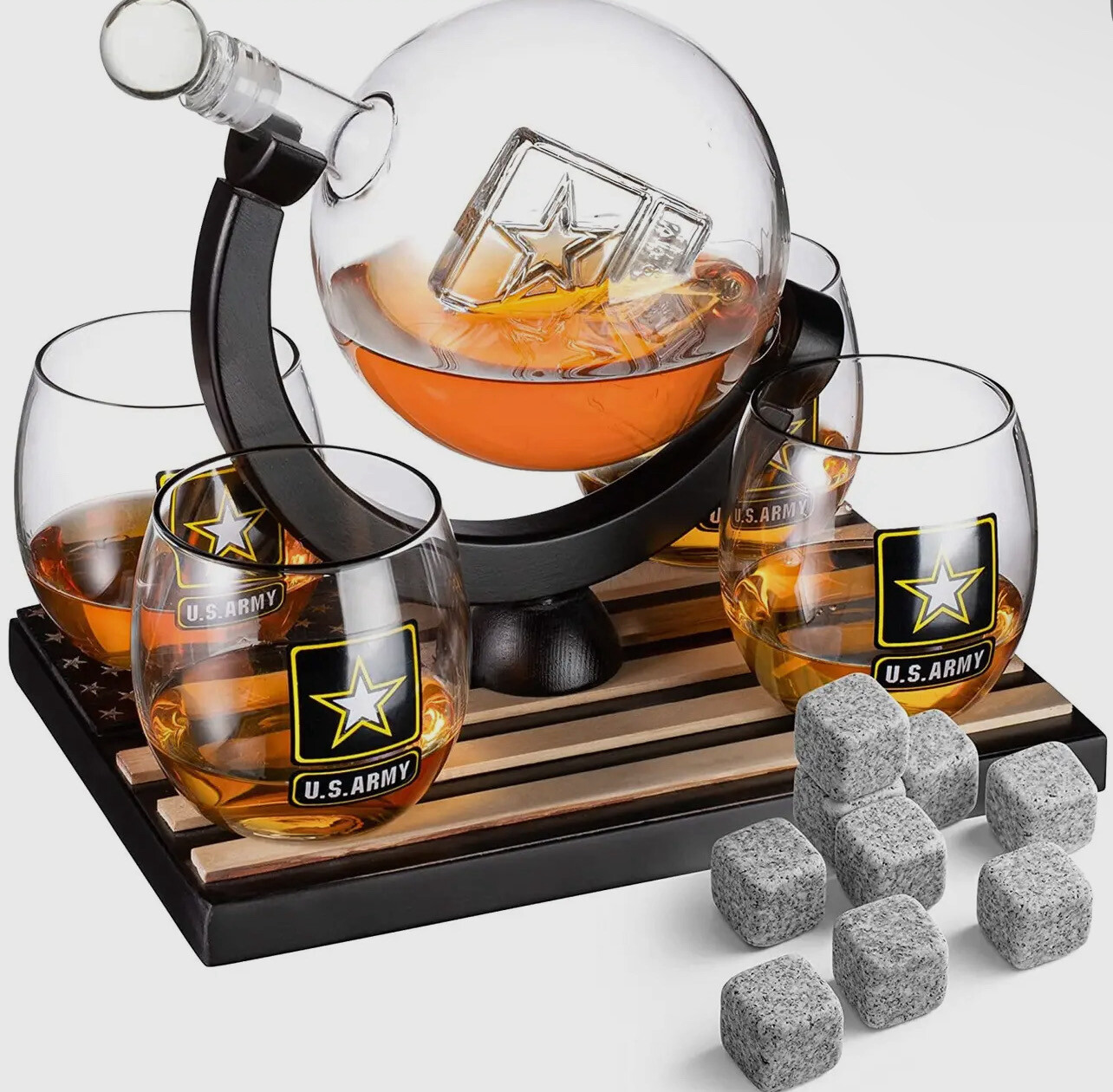 Army Whiskey Decanter With 4 Glasses
