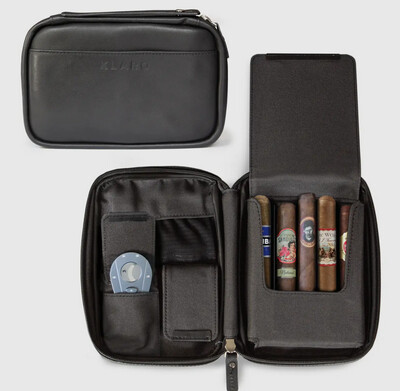Black Leather Travel Cigar Case