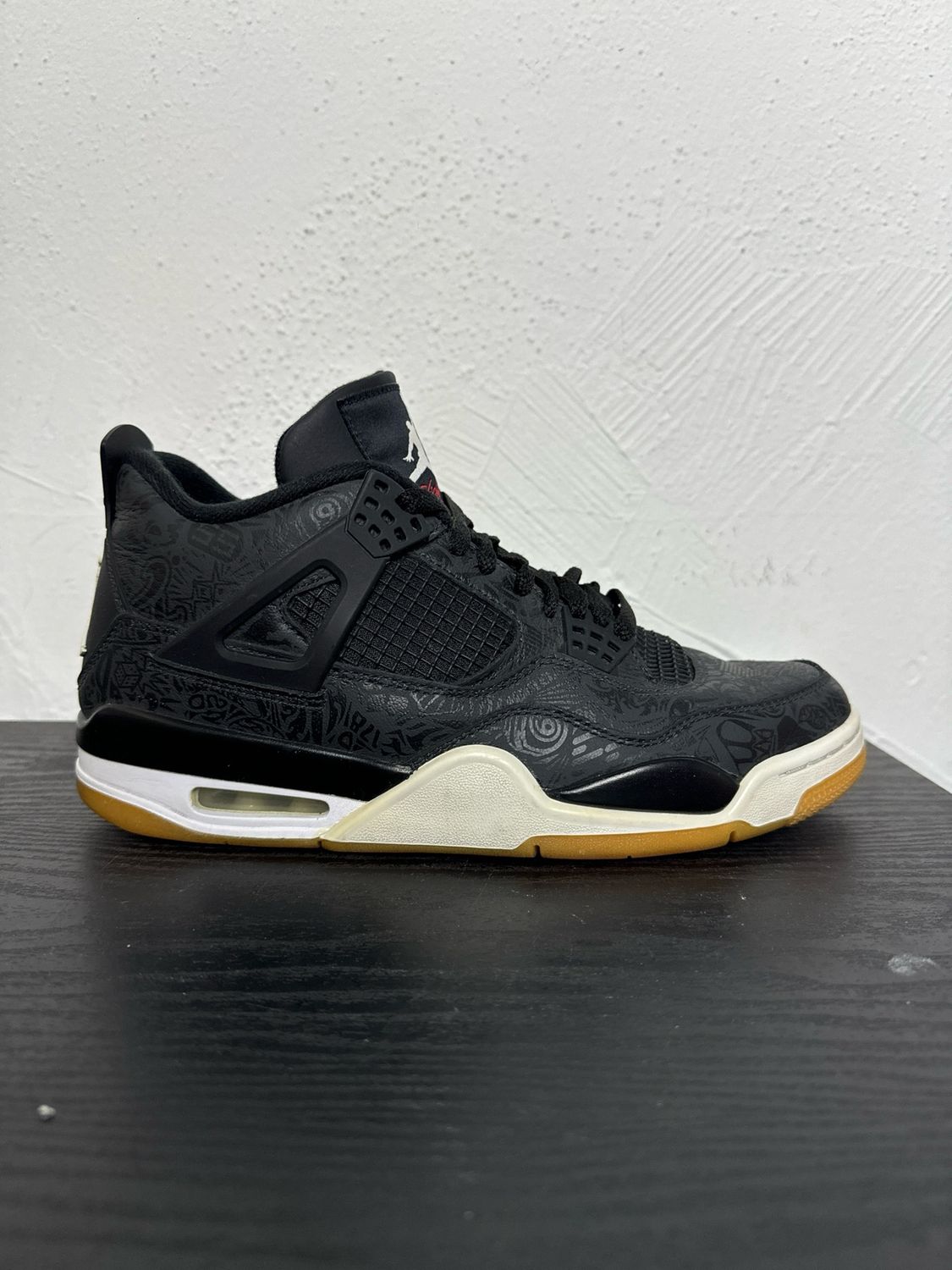 JORDAN 4 LASER BLACK GUM(USED) SIZE: 9.5