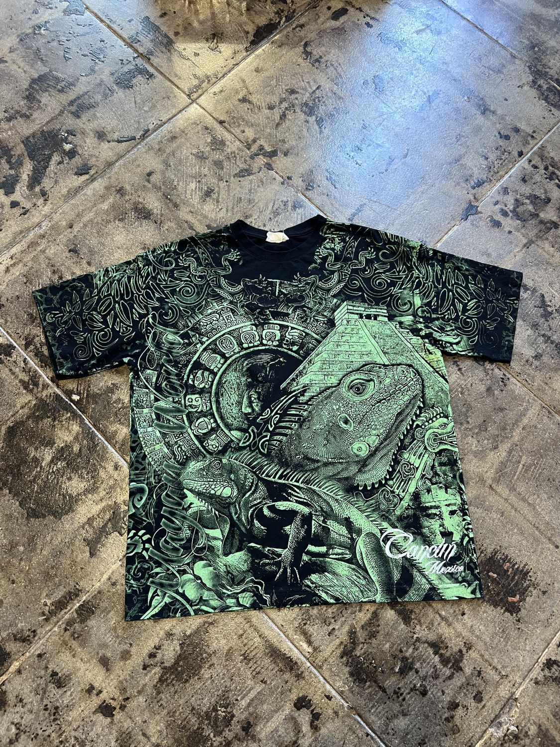 GREEN CANCUN MEXICO AOP TEE SIZE: L