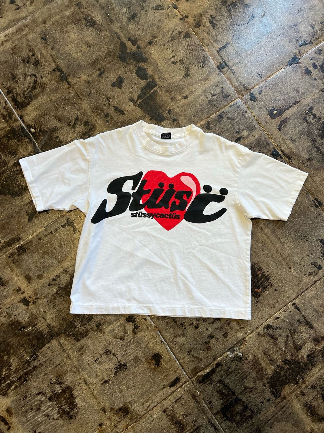 STUSSY X CPFM HEART TEE SZ.M CROP