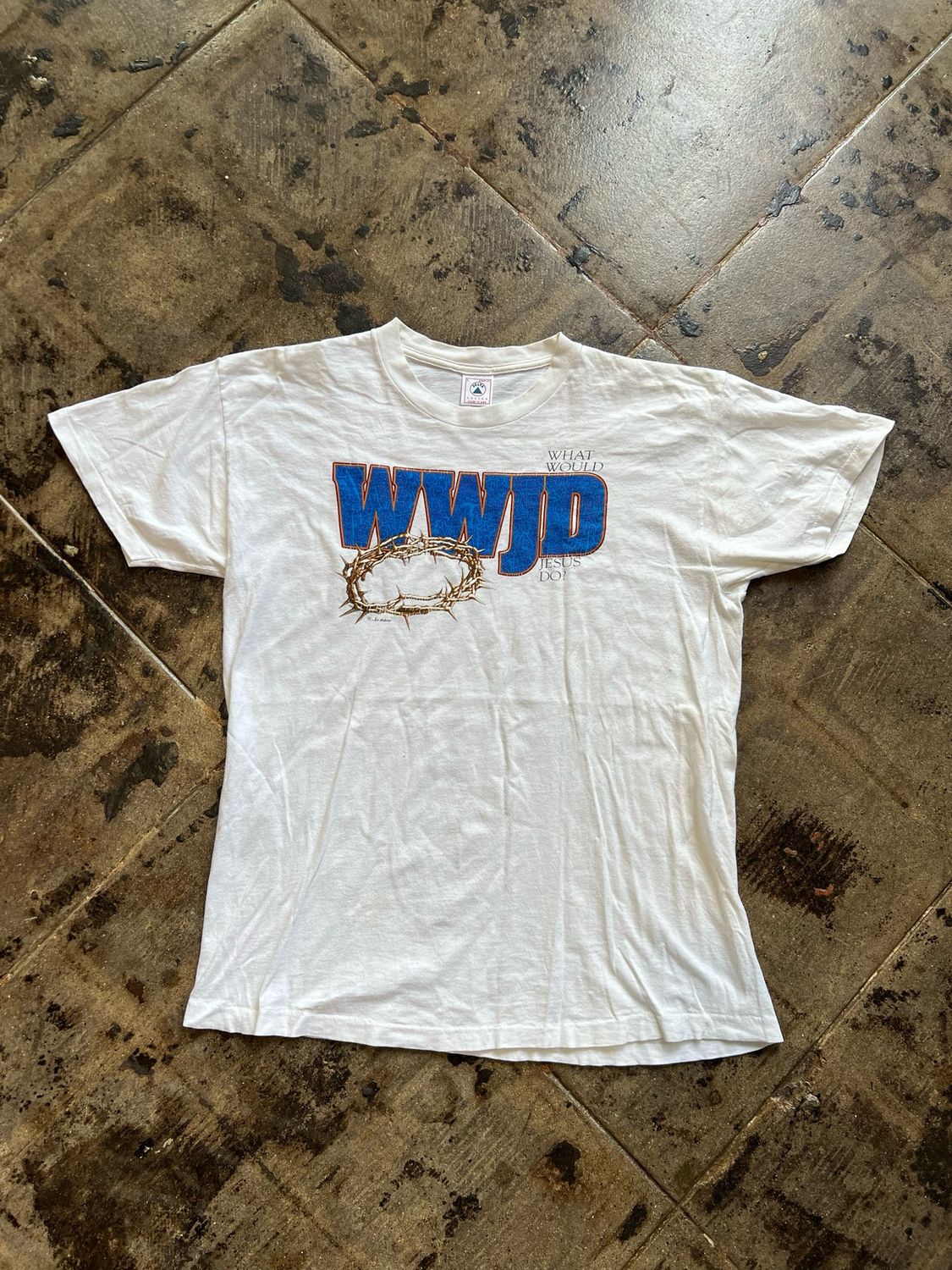 WHITE JESUS WWJD TEE SIZE:L