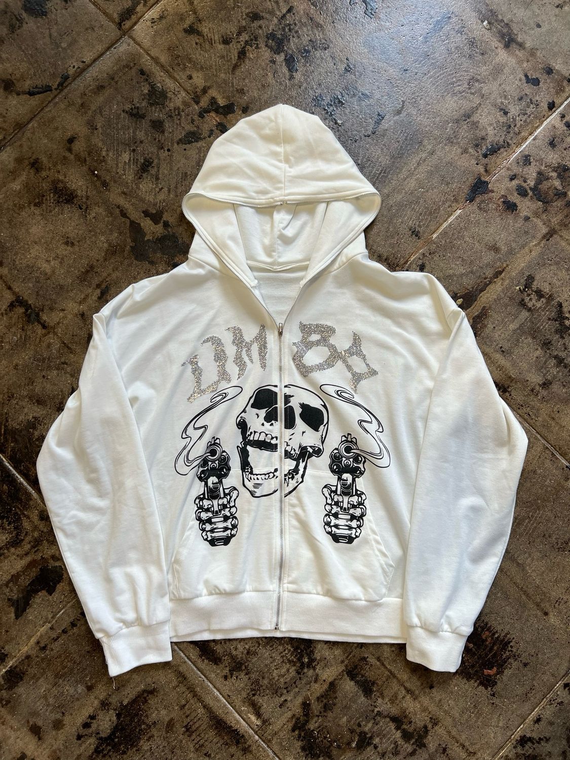 RHINESTONE SKULL FULL ZIP UP SIZE: M
