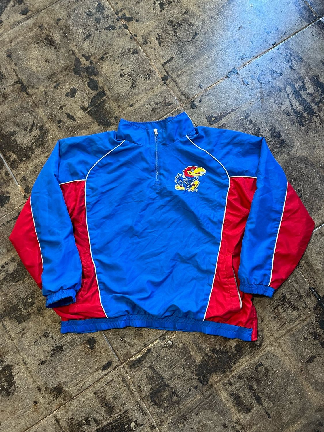 KANSAS JAYHAWKS QUARTER ZIP PULL OVER SIZE:XXL
