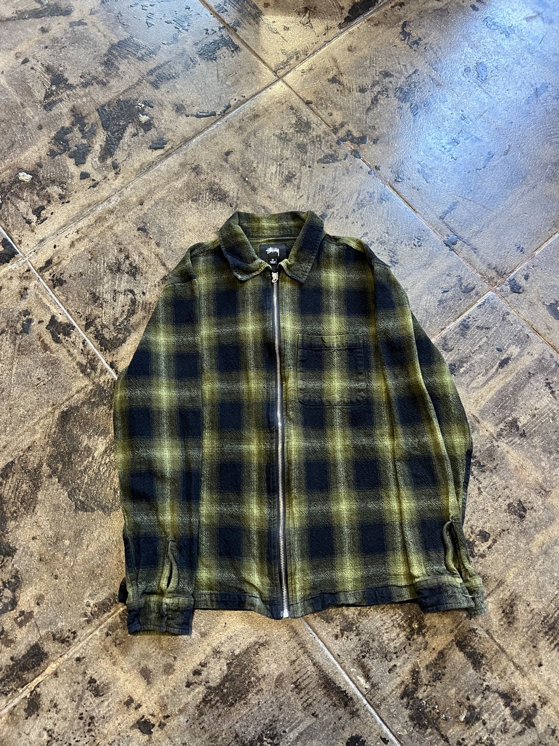 STUSSY FLANNEL ZIP UP SZ: S