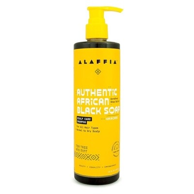 Alaffia Authentic African Black Soap Cleansing Tea Tree and Mint Scalp Care Shampoo 12 fl oz