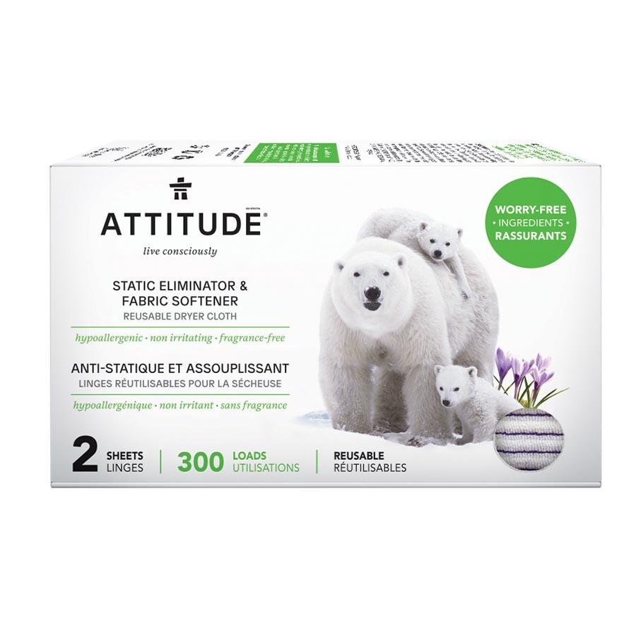 Attitude Reusable Static Eliminator &amp; Softener Dryer Cloths 2 count