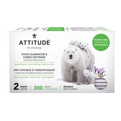 Attitude Reusable Static Eliminator &amp; Softener Dryer Cloths 2 count
