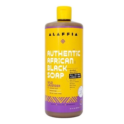 Alaffia Authentic African Black Soap Wild Lavender All-In-One Soap 32 fl oz