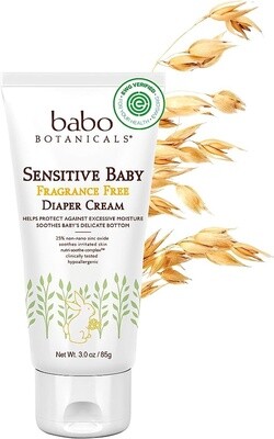 Babo Botanicals Sensitive Baby Fragrance Free Zinc Diaper Cream 3 oz.
