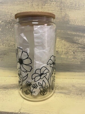 Blessed 160z Glass Cup with Bamboo Lid