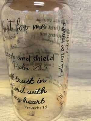 Christian Affirmation 16oz Glass Cup with Bamboo Lid