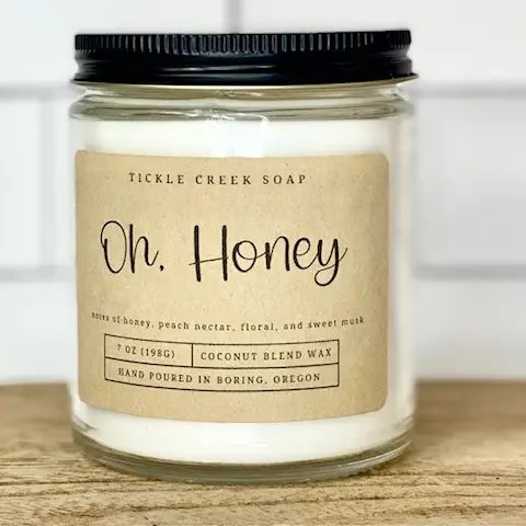 Oh, Honey 7 oz. Clear Glass Jar Coconut Apricot Candle