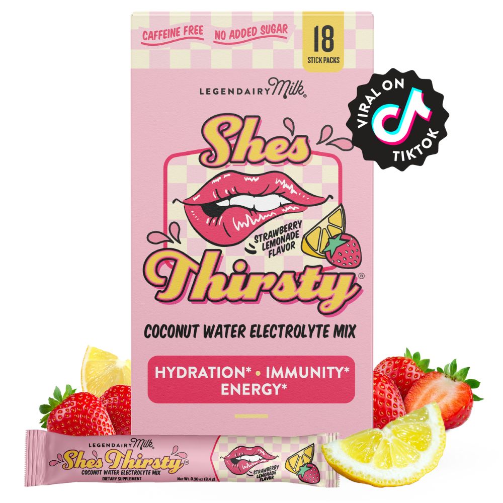 Legendairy-	She’s Thirsty® Coconut Water Electrolyte Mix - Strawberry Lemonade