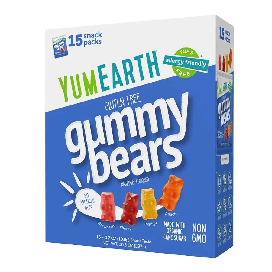 YumEarth Organic Gummy Bears 15 count box