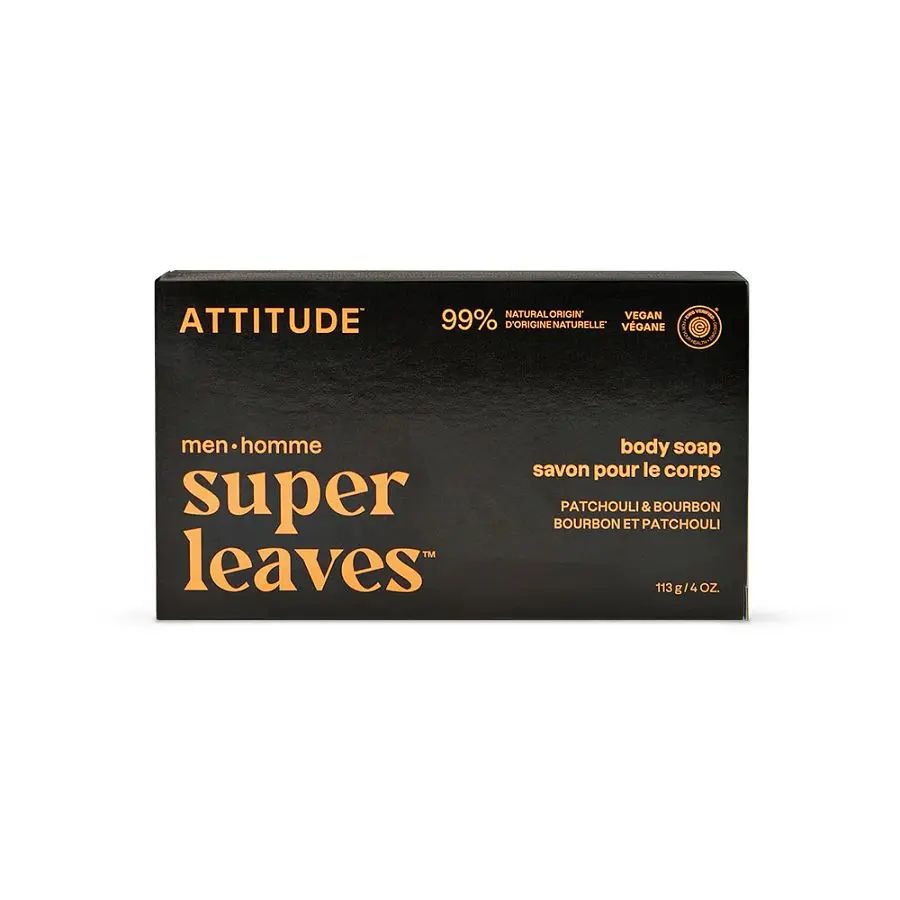 Attitude Men's Patchouli &amp; Bourbon Super Leaves Body Soap 4 oz.